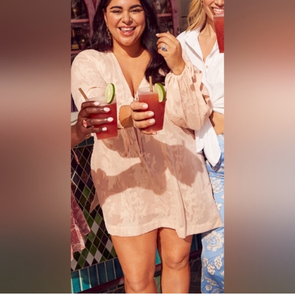 🌷Joe Fresh x Roxy Earle Peach Sheer Jacquard Swim Cover Up Tunic 1X 3/$30